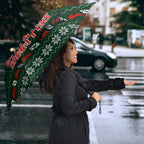 Personalized South Sydney Rabbitohs Christmas Umbrella Australian Rugby Fans - Pixelated Ugly Xmas Pattern Mascot Santa