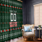 Personalized South Sydney Rabbitohs Christmas Window Curtain Australian Rugby Fans - Pixelated Ugly Xmas Pattern Mascot Santa