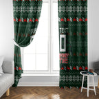 Personalized South Sydney Rabbitohs Christmas Window Curtain Australian Rugby Fans - Pixelated Ugly Xmas Pattern Mascot Santa