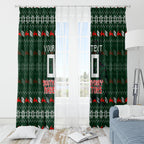 Personalized South Sydney Rabbitohs Christmas Window Curtain Australian Rugby Fans - Pixelated Ugly Xmas Pattern Mascot Santa