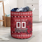 Personalized St George Illawarra Dragons Christmas Laundry Basket Australian Rugby Fans - Pixelated Ugly Xmas Pattern Mascot Santa