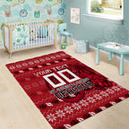 Personalized St George Illawarra Dragons Christmas Area Rug Australian Rugby Fans - Pixelated Ugly Xmas Pattern Mascot Santa