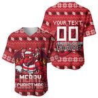 Personalized St George Illawarra Dragons Christmas Baseball Jersey Australian Rugby Fans - Pixelated Ugly Xmas Pattern Mascot Santa