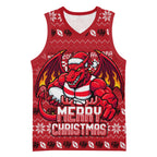 Personalized St George Illawarra Dragons Christmas Basketball Jersey Australian Rugby Fans - Pixelated Ugly Xmas Pattern Mascot Santa