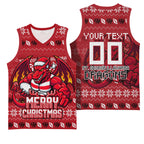 Personalized St George Illawarra Dragons Christmas Basketball Jersey Australian Rugby Fans - Pixelated Ugly Xmas Pattern Mascot Santa