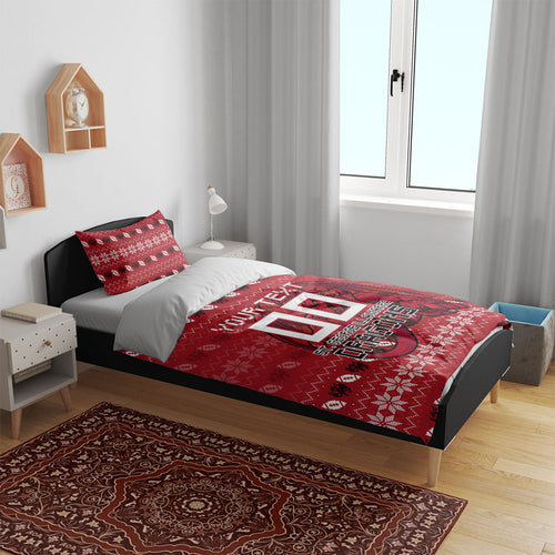 Personalized St George Illawarra Dragons Christmas Bedding Set Australian Rugby Fans - Pixelated Ugly Xmas Pattern Mascot Santa