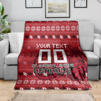 Personalized St George Illawarra Dragons Christmas Blanket Australian Rugby Fans - Pixelated Ugly Xmas Pattern Mascot Santa