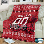 Personalized St George Illawarra Dragons Christmas Blanket Australian Rugby Fans - Pixelated Ugly Xmas Pattern Mascot Santa