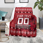 Personalized St George Illawarra Dragons Christmas Blanket Australian Rugby Fans - Pixelated Ugly Xmas Pattern Mascot Santa