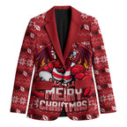 Personalized St George Illawarra Dragons Christmas Blazer Australian Rugby Fans - Pixelated Ugly Xmas Pattern Mascot Santa
