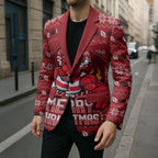 Personalized St George Illawarra Dragons Christmas Blazer Australian Rugby Fans - Pixelated Ugly Xmas Pattern Mascot Santa