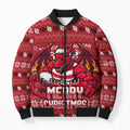 Personalized St George Illawarra Dragons Christmas Bomber Puffer Jacket Australian Rugby Fans - Pixelated Ugly Xmas Pattern Mascot Santa