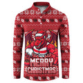 Personalized St George Illawarra Dragons Christmas Button Sweatshirt Australian Rugby Fans - Pixelated Ugly Xmas Pattern Mascot Santa
