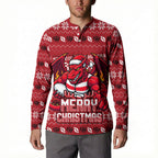 Personalized St George Illawarra Dragons Christmas Button Sweatshirt Australian Rugby Fans - Pixelated Ugly Xmas Pattern Mascot Santa