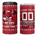Personalized St George Illawarra Dragons Christmas 4 in 1 Can Cooler Tumbler Australian Rugby Fans - Pixelated Ugly Xmas Pattern Mascot Santa