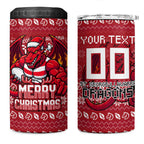 Personalized St George Illawarra Dragons Christmas 4 in 1 Can Cooler Tumbler Australian Rugby Fans - Pixelated Ugly Xmas Pattern Mascot Santa