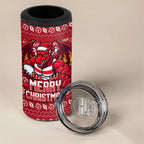 Personalized St George Illawarra Dragons Christmas 4 in 1 Can Cooler Tumbler Australian Rugby Fans - Pixelated Ugly Xmas Pattern Mascot Santa