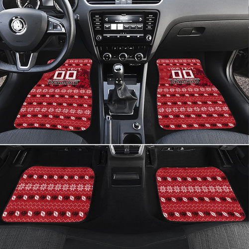 Personalized St George Illawarra Dragons Christmas Car Mats Australian Rugby Fans - Pixelated Ugly Xmas Pattern Mascot Santa