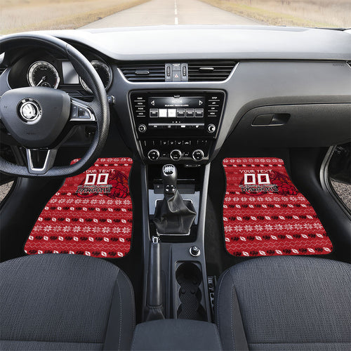 Personalized St George Illawarra Dragons Christmas Car Mats Australian Rugby Fans - Pixelated Ugly Xmas Pattern Mascot Santa