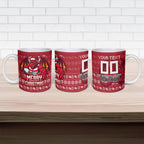 Personalized St George Illawarra Dragons Christmas Ceramic Mug Australian Rugby Fans - Pixelated Ugly Xmas Pattern Mascot Santa