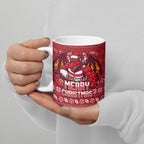 Personalized St George Illawarra Dragons Christmas Ceramic Mug Australian Rugby Fans - Pixelated Ugly Xmas Pattern Mascot Santa