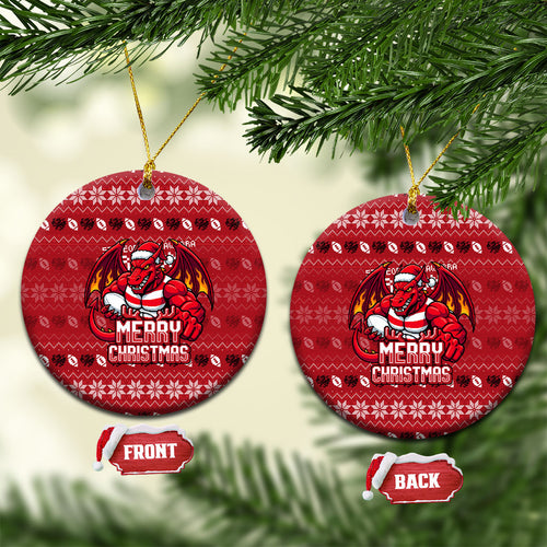 St George Illawarra Dragons Christmas Ceramic Ornament Australian Rugby Fans - Pixelated Ugly Xmas Pattern Mascot Santa