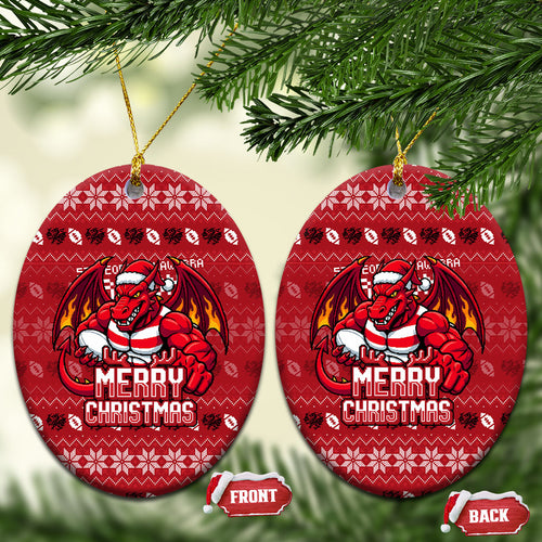St George Illawarra Dragons Christmas Ceramic Ornament Australian Rugby Fans - Pixelated Ugly Xmas Pattern Mascot Santa