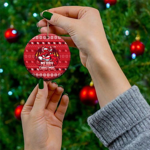 St George Illawarra Dragons Christmas Ceramic Ornament Australian Rugby Fans - Pixelated Ugly Xmas Pattern Mascot Santa