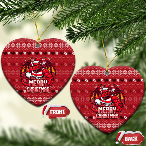 St George Illawarra Dragons Christmas Ceramic Ornament Australian Rugby Fans - Pixelated Ugly Xmas Pattern Mascot Santa