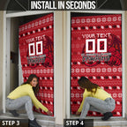 Personalized St George Illawarra Dragons Christmas Door Cover Australian Rugby Fans - Pixelated Ugly Xmas Pattern Mascot Santa