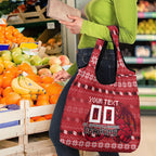 Personalized St George Illawarra Dragons Christmas Grocery Bag Australian Rugby Fans - Pixelated Ugly Xmas Pattern Mascot Santa