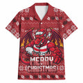 Personalized St George Illawarra Dragons Christmas Hawaiian Shirt Australian Rugby Fans - Pixelated Ugly Xmas Pattern Mascot Santa
