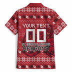 Personalized St George Illawarra Dragons Christmas Hawaiian Shirt Australian Rugby Fans - Pixelated Ugly Xmas Pattern Mascot Santa