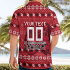 Personalized St George Illawarra Dragons Christmas Hawaiian Shirt Australian Rugby Fans - Pixelated Ugly Xmas Pattern Mascot Santa