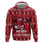 Personalized St George Illawarra Dragons Christmas Hoodie Australian Rugby Fans - Pixelated Ugly Xmas Pattern Mascot Santa
