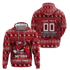 Personalized St George Illawarra Dragons Christmas Hoodie Australian Rugby Fans - Pixelated Ugly Xmas Pattern Mascot Santa