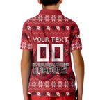 Personalized St George Illawarra Dragons Christmas Kid Polo Shirt Australian Rugby Fans - Pixelated Ugly Xmas Pattern Mascot Santa