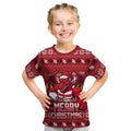 Personalized St George Illawarra Dragons Christmas Kid T Shirt Australian Rugby Fans - Pixelated Ugly Xmas Pattern Mascot Santa