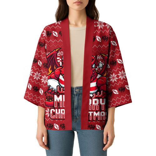 Personalized St George Illawarra Dragons Christmas Kimono Australian Rugby Fans - Pixelated Ugly Xmas Pattern Mascot Santa