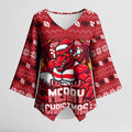 Personalized St George Illawarra Dragons Christmas Kimono Sleeve Blouse Australian Rugby Fans - Pixelated Ugly Xmas Pattern Mascot Santa