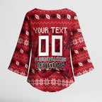 Personalized St George Illawarra Dragons Christmas Kimono Sleeve Blouse Australian Rugby Fans - Pixelated Ugly Xmas Pattern Mascot Santa