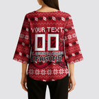 Personalized St George Illawarra Dragons Christmas Kimono Sleeve Blouse Australian Rugby Fans - Pixelated Ugly Xmas Pattern Mascot Santa