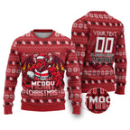 Personalized St George Illawarra Dragons Christmas Ugly Christmas Sweater Australian Rugby Fans - Pixelated Ugly Xmas Pattern Mascot Santa