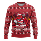 Personalized St George Illawarra Dragons Christmas Ugly Christmas Sweater Australian Rugby Fans - Pixelated Ugly Xmas Pattern Mascot Santa