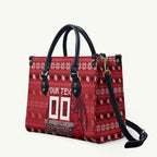 Personalized St George Illawarra Dragons Christmas Leather Bag Australian Rugby Fans - Pixelated Ugly Xmas Pattern Mascot Santa