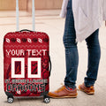 Personalized St George Illawarra Dragons Christmas Luggage Cover Australian Rugby Fans - Pixelated Ugly Xmas Pattern Mascot Santa