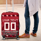 Personalized St George Illawarra Dragons Christmas Luggage Cover Australian Rugby Fans - Pixelated Ugly Xmas Pattern Mascot Santa