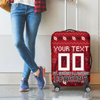 Personalized St George Illawarra Dragons Christmas Luggage Cover Australian Rugby Fans - Pixelated Ugly Xmas Pattern Mascot Santa