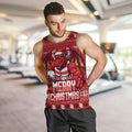 Personalized St George Illawarra Dragons Christmas Men Tank Top Australian Rugby Fans - Pixelated Ugly Xmas Pattern Mascot Santa