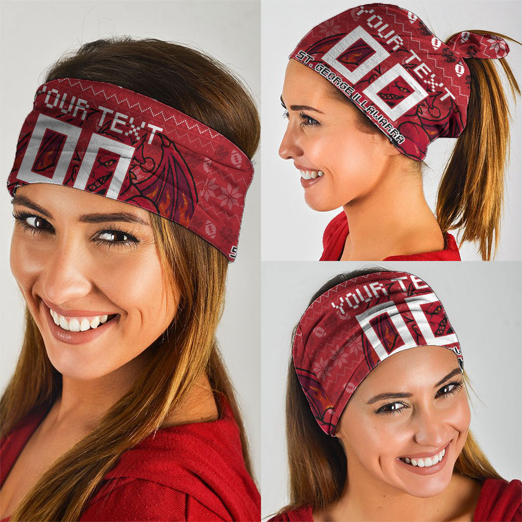 Personalized St George Illawarra Dragons Christmas Neck Gaiter Australian Rugby Fans - Pixelated Ugly Xmas Pattern Mascot Santa